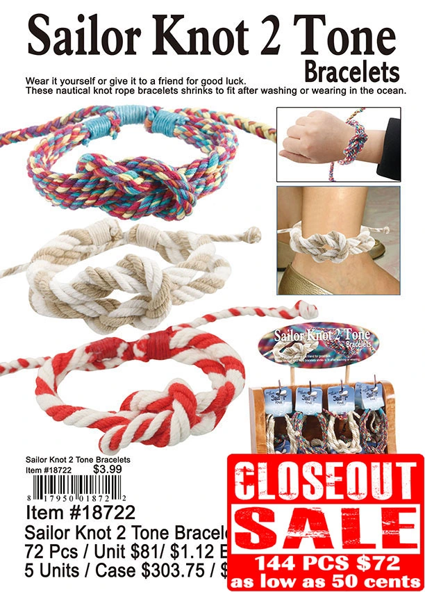 Sailor Knot 2 Tone Bracelets - Closeout 144 Pcs.